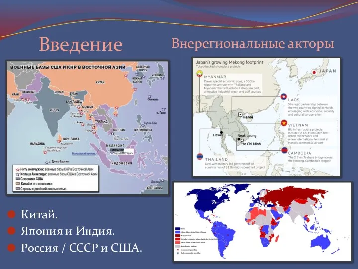 Введение Внерегиональные акторы Китай. Япония и Индия. Россия / СССР и США.