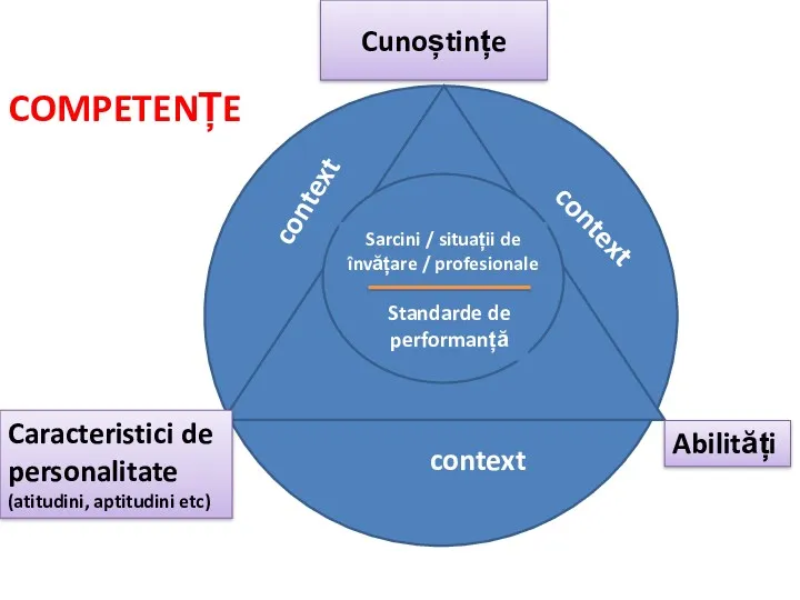 COMPETENȚE Sarcini / situații de învățare / profesionale Standarde de