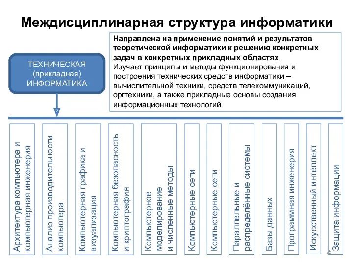 Междисциплинарная структура информатики Архитектура компьютера и компьютерная инженерия Анализ производительности