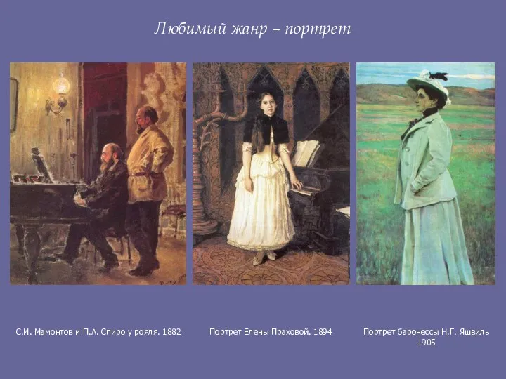 Любимый жанр – портрет С.И. Мамонтов и П.А. Спиро у