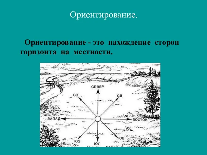 Ориентирование. Ориентирование - это нахождение сторон горизонта на местности.