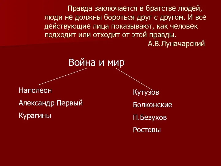 Правда заключается в братстве людей, люди не должны бороться друг