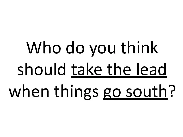 Who do you think should take the lead when things go south?