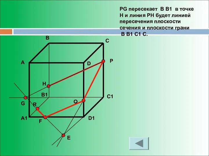 PG пересекает B B1 в точке H и линия PH