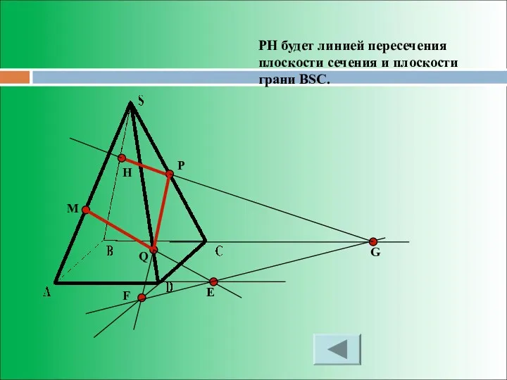 M P Q Е F G H PH будет линией