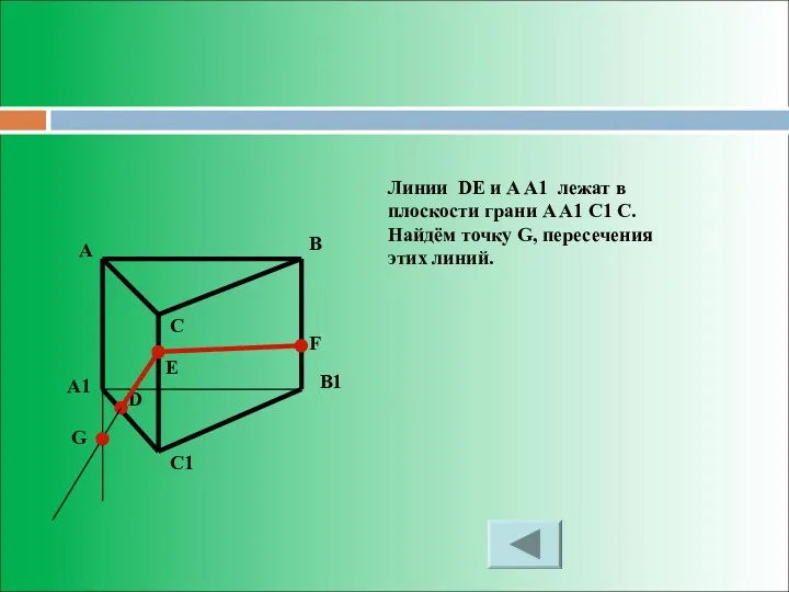 Линии DE и A A1 лежат в плоскости грани A