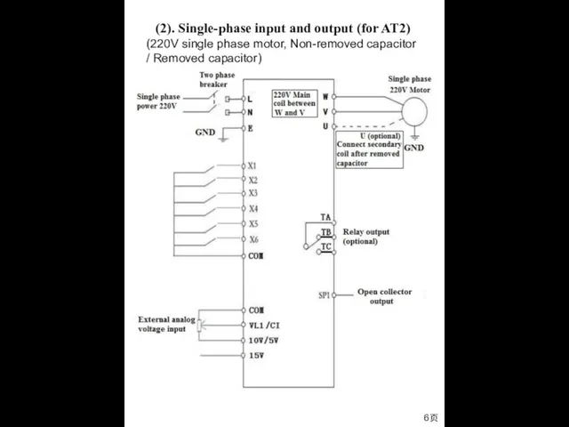 (2). Single-phase input and output (for AT2) (220V single phase