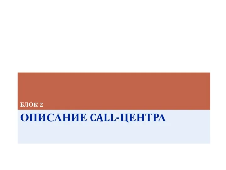 ОПИСАНИЕ CALL-ЦЕНТРА БЛОК 2