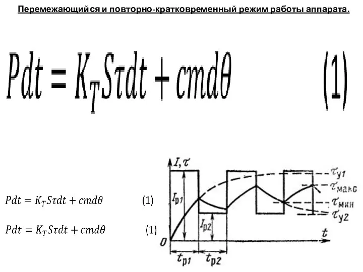 Перемежающийся и повторно-кратковременный режим работы аппарата.