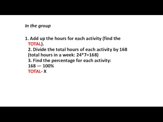 In the group 1. Add up the hours for each