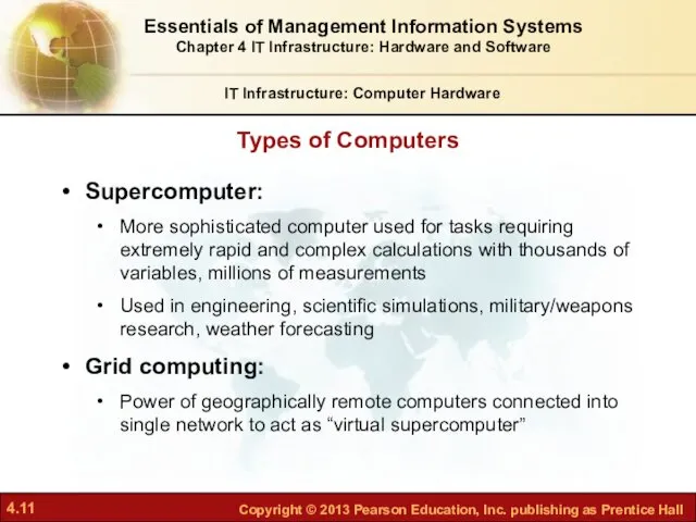 Supercomputer: More sophisticated computer used for tasks requiring extremely rapid