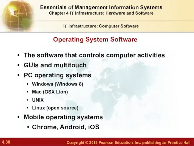 The software that controls computer activities GUIs and multitouch PC