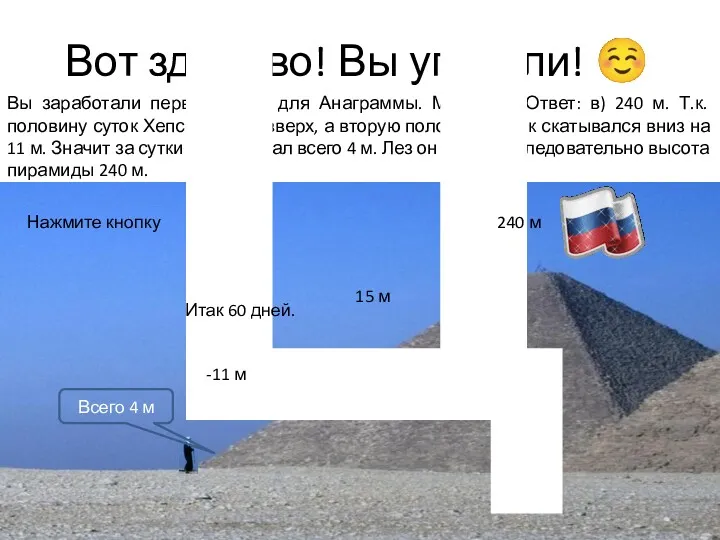 Вот здорово! Вы угадали! ☺ Вы заработали первую букву для