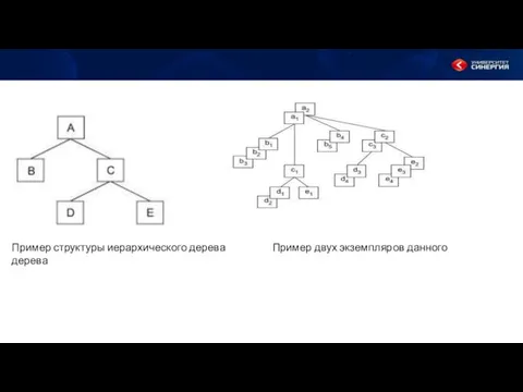 Пример структуры иерархического дерева Пример двух экземпляров данного дерева