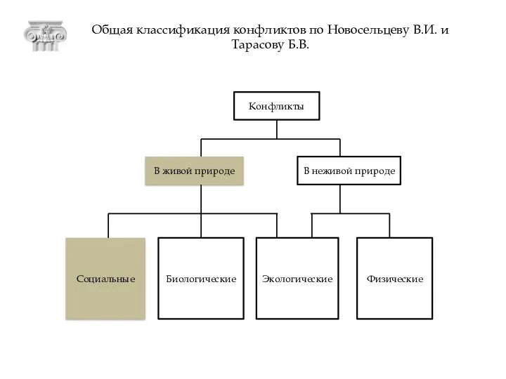 Конфликты Социальные Биологические Экологические Физические В неживой природе В живой