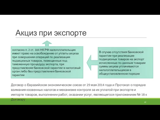 Акциз при экспорте Договор о Евразийском экономическом союзе от 29