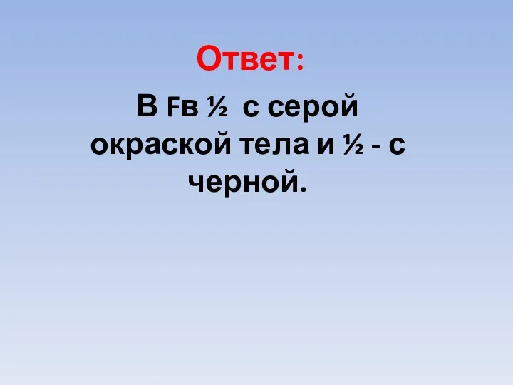 Ответ: В Fв ½ с серой окраской тела и ½ - с черной.