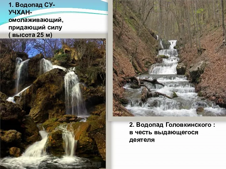 1. Водопад СУ-УЧХАН- омолаживающий, придающий силу ( высота 25 м)