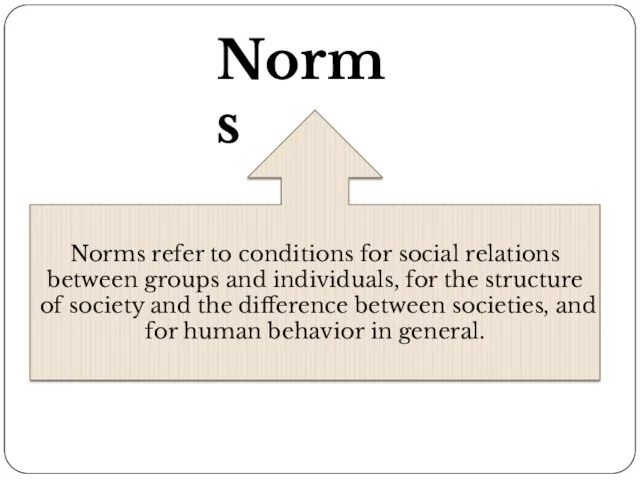 Norms Norms refer to conditions for social relations between groups