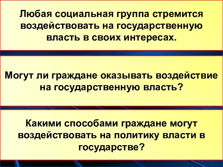 Могут ли граждане оказывать воздействие на государственную власть? Любая социальная