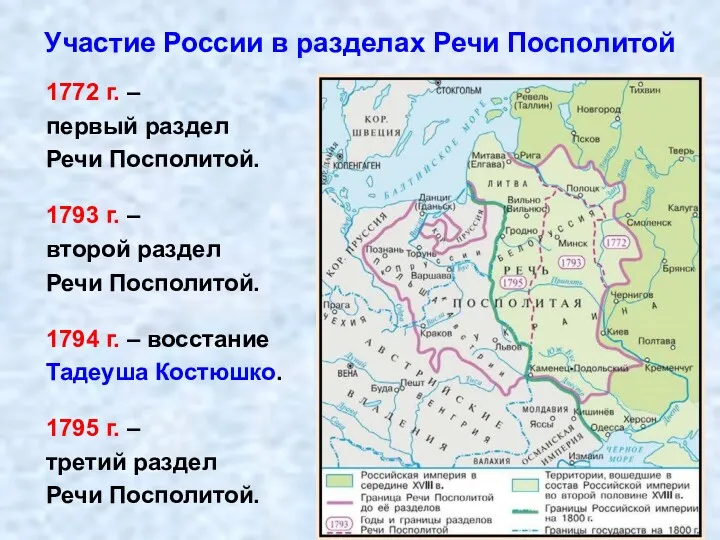 Участие России в разделах Речи Посполитой 1772 г. – первый