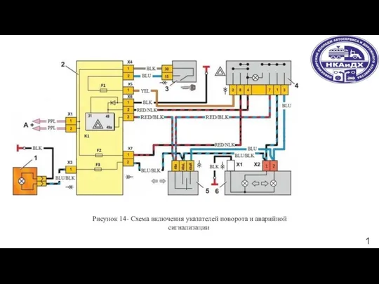 Рисунок 14- Схема включения указателей поворота и аварийной сигнализации 11