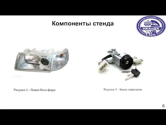 6 Компоненты стенда Рисунок 4 – Левая блок-фара Рисунок 5 –Замок зажигания