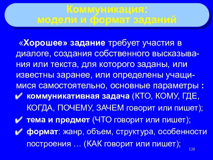 Коммуникация: модели и формат заданий «Хорошее» задание требует участия в