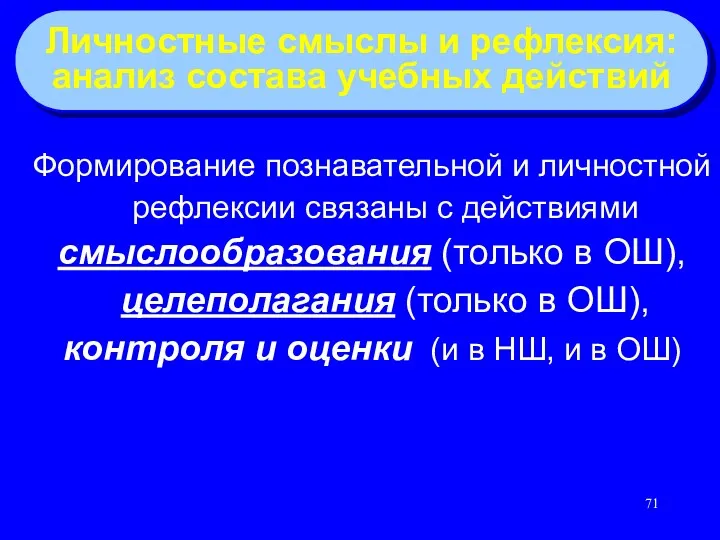 Формирование познавательной и личностной рефлексии связаны с действиями смыслообразования (только