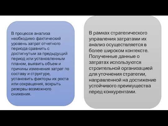 В процессе анализа необходимо фактический уровень затрат отчетного периода сравнить