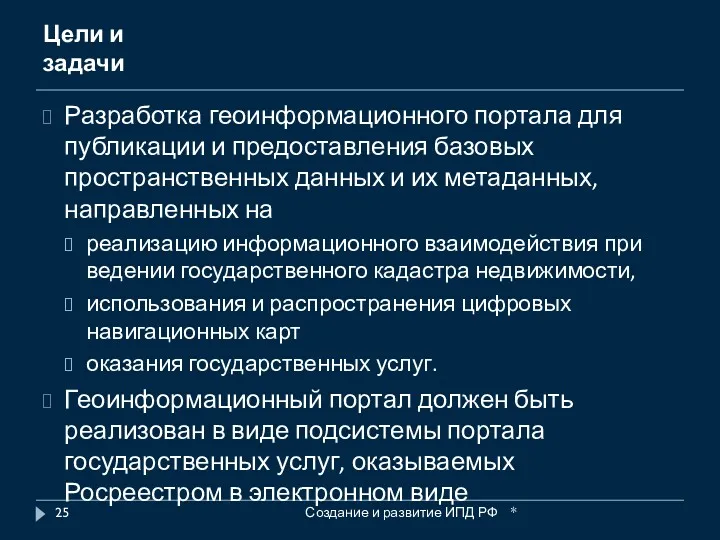 Цели и задачи Разработка геоинформационного портала для публикации и предоставления