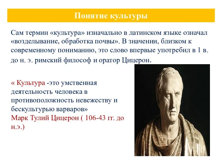 Сам термин «культура» изначально в латинском языке означал «возделывание, обработка