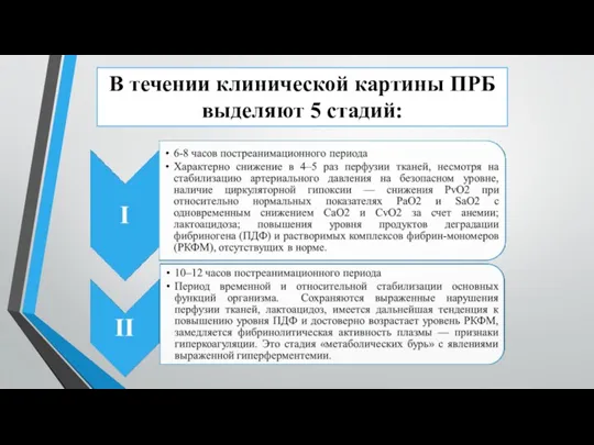 В течении клинической картины ПРБ выделяют 5 стадий: