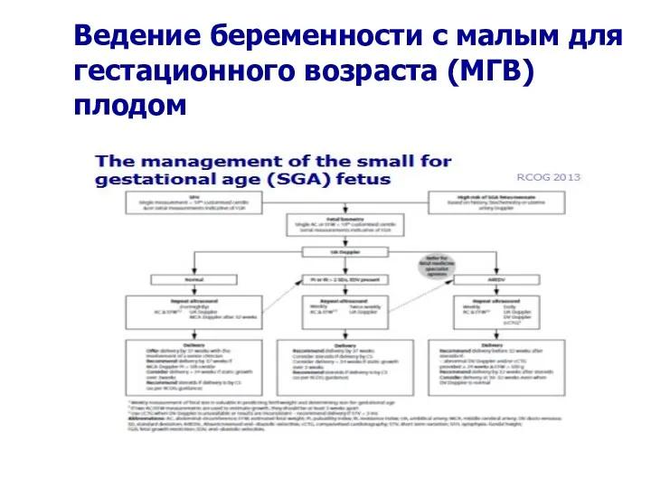 Ведение беременности с малым для гестационного возраста (МГВ) плодом