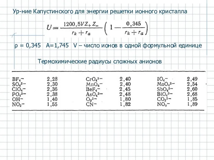 ρ = 0,345 А=1,745 V – число ионов в одной