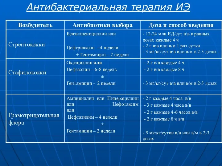 Антибактериальная терапия ИЭ