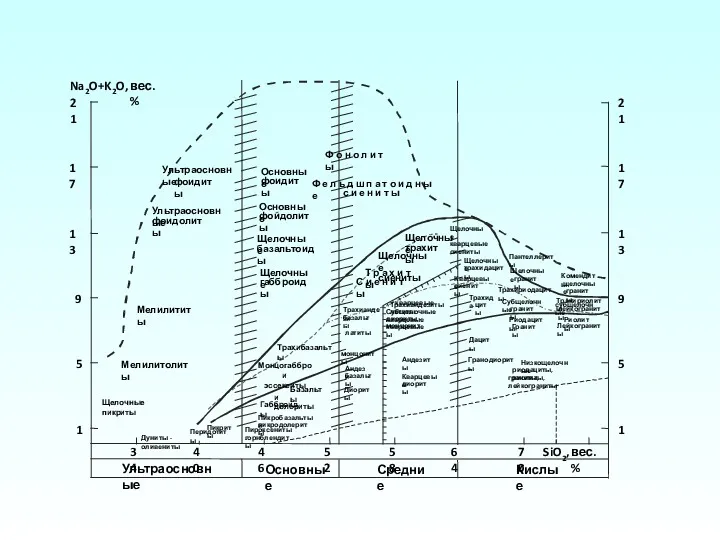Пикриты Перидотиты Пикробазальты и пикродолериты Монцогаббро и эссекситы Трахиандези базальты