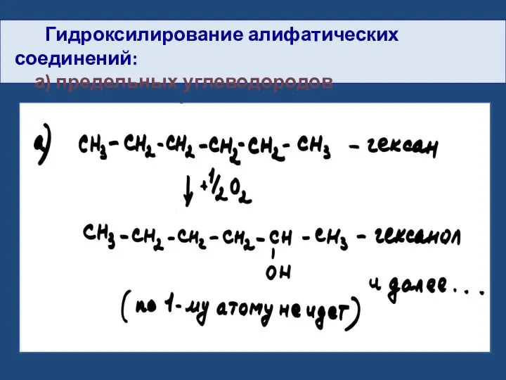 Гидроксилирование алифатических соединений: а) предельных углеводородов