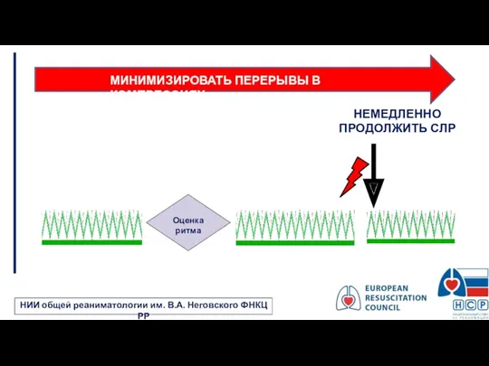 НЕМЕДЛЕННО ПРОДОЛЖИТЬ СЛР МИНИМИЗИРОВАТЬ ПЕРЕРЫВЫ В КОМПРЕССИЯХ НИИ общей реаниматологии им. В.А. Неговского ФНКЦ РР