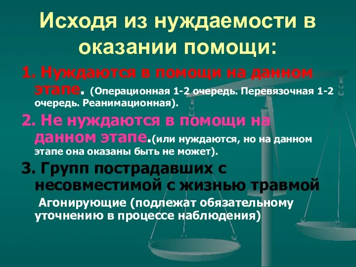 Исходя из нуждаемости в оказании помощи: 1. Нуждаются в помощи на данном этапе.