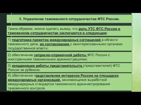 Таким образом, можно сделать вывод, что роль УТС ФТС России