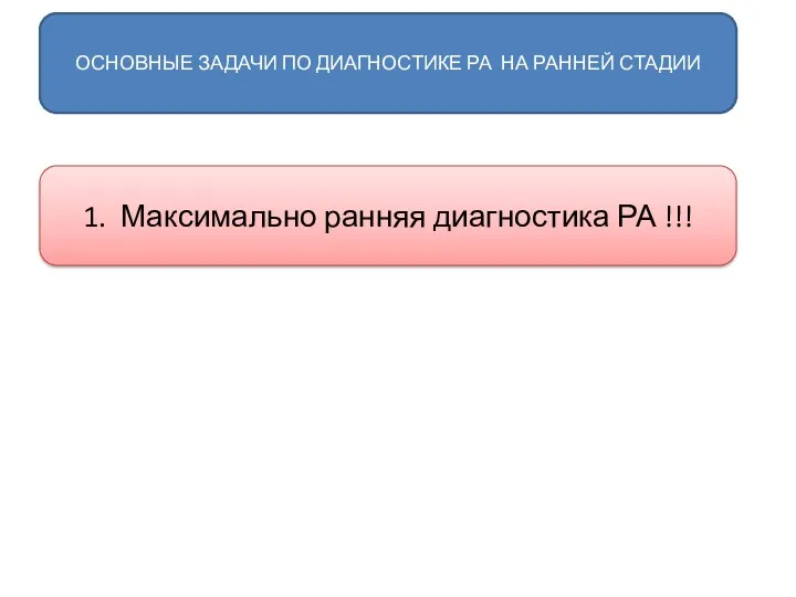 1. Максимально ранняя диагностика РА !!! ОСНОВНЫЕ ЗАДАЧИ ПО ДИАГНОСТИКЕ РА НА РАННЕЙ СТАДИИ