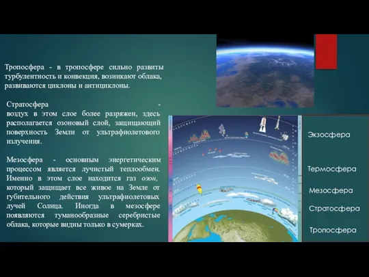 Стратосфера - воздух в этом слое более разряжен, здесь располагается