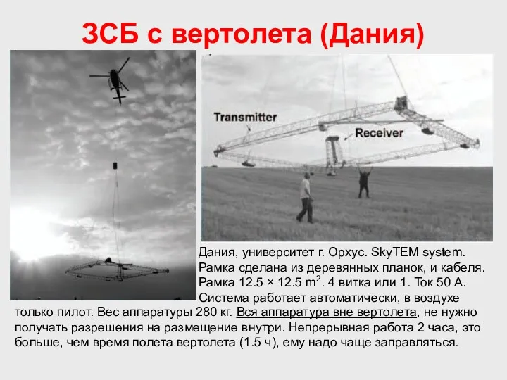 ЗСБ с вертолета (Дания) Дания, университет г. Орхус. SkyTEM system.