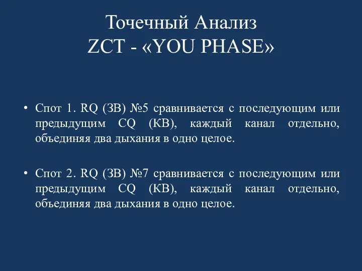 Точечный Анализ ZCT - «YOU PHASE» Спот 1. RQ (ЗВ)
