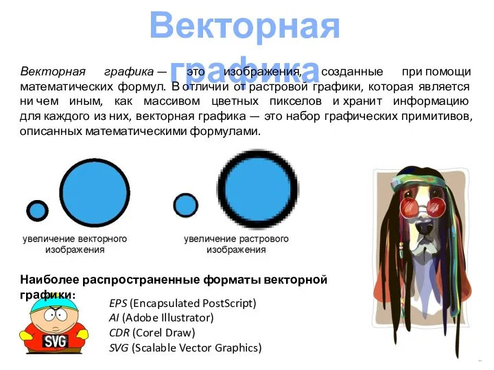 Векторная графика Векторная графика — это изображения, созданные при помощи