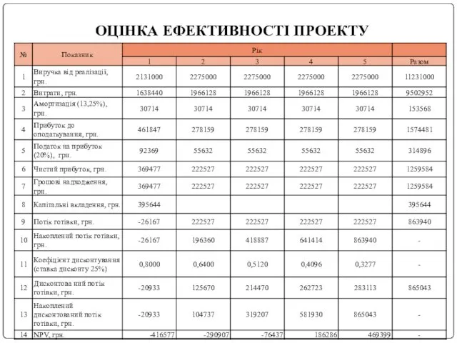 ОЦІНКА ЕФЕКТИВНОСТІ ПРОЕКТУ