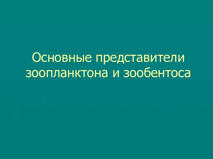 Основные представители зоопланктона и зообентоса