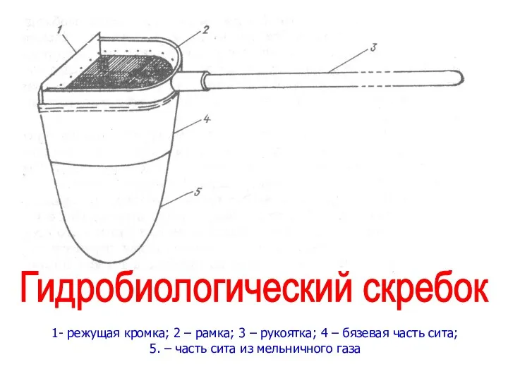 Гидробиологический скребок 1- режущая кромка; 2 – рамка; 3 –