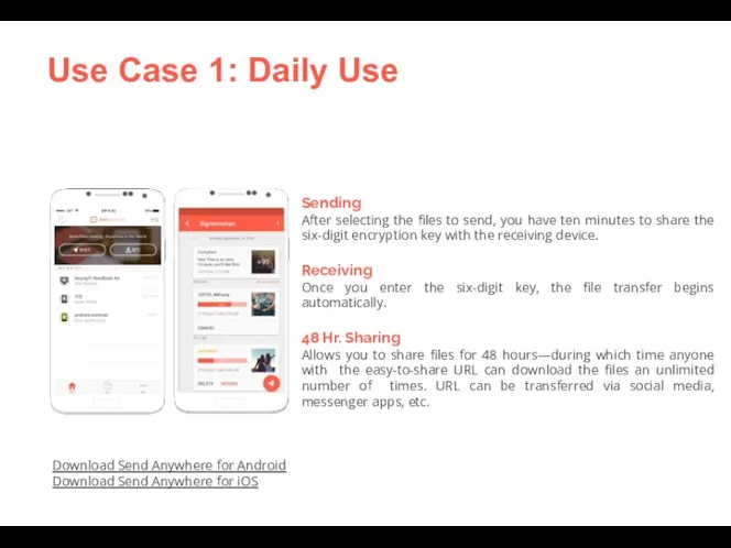 Use Case 1: Daily Use Sending After selecting the files